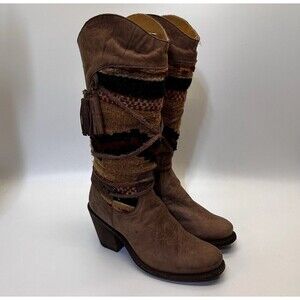 NWT Dingo Hash Western Tall Boots Woven Textile Leather Women’s US 7